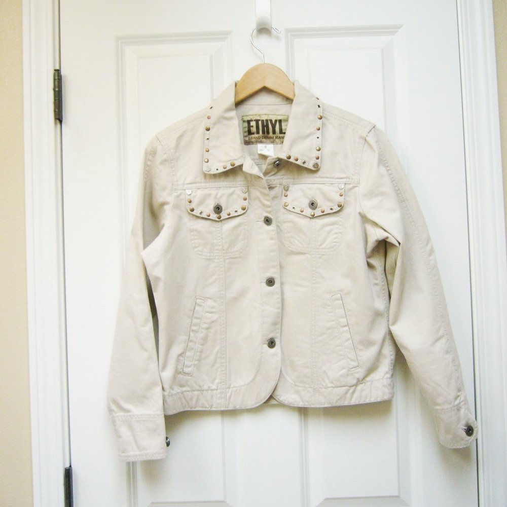 Ethyl Cotton Denim Studded Jacket Sz S